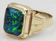 Load image into Gallery viewer, Antique 1920&#39;s Art Deco Ostby &amp; Barton UNIQUE COLOR SHIFT Natural Opal 10k Solid Gold Men&#39;s Ring