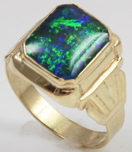 Antique 1920's Art Deco Ostby & Barton UNIQUE COLOR SHIFT Natural Opal 10k Solid Gold Men's Ring