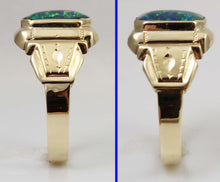 Load image into Gallery viewer, Antique 1920&#39;s Art Deco Ostby &amp; Barton UNIQUE COLOR SHIFT Natural Opal 10k Solid Gold Men&#39;s Ring