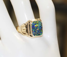 Load image into Gallery viewer, Antique 1920&#39;s Art Deco Ostby &amp; Barton UNIQUE COLOR SHIFT Natural Opal 10k Solid Gold Men&#39;s Ring