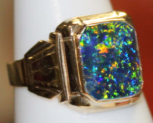 Load image into Gallery viewer, Antique 1920&#39;s Art Deco Ostby &amp; Barton UNIQUE COLOR SHIFT Natural Opal 10k Solid Gold Men&#39;s Ring