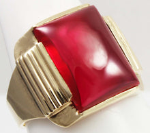 Load image into Gallery viewer, Antique 1920&#39;s Art Deco LARGE 12ct Ruby Cabochon 10k Solid Yellow Gold Men&#39;s Rin