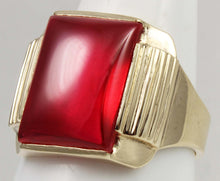 Load image into Gallery viewer, Antique 1920&#39;s Art Deco LARGE 12ct Ruby Cabochon 10k Solid Yellow Gold Men&#39;s Rin