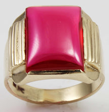 Load image into Gallery viewer, Antique 1920&#39;s Art Deco LARGE 12ct Ruby Cabochon 10k Solid Yellow Gold Men&#39;s Rin