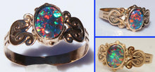Load image into Gallery viewer, Antique c1900 Late Period Victorian Natural RAINBOW Opal 10k Solid Rose Gold Ladies Cocktail Ring