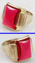 Load image into Gallery viewer, Antique 1920&#39;s Art Deco LARGE 12ct Ruby Cabochon 10k Solid Yellow Gold Men&#39;s Rin