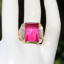 Load image into Gallery viewer, Antique 1920&#39;s Art Deco LARGE 12ct Ruby Cabochon 10k Solid Yellow Gold Men&#39;s Rin