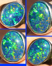 Load image into Gallery viewer, Vintage 1960's LARGE BLUE GREEN Opal 10k Solid Yellow Gold Men's Ring&nbsp;