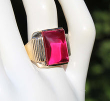 Load image into Gallery viewer, Antique 1920&#39;s Art Deco LARGE 12ct Ruby Cabochon 10k Solid Yellow Gold Men&#39;s Rin