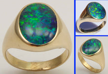 Load image into Gallery viewer, Vintage 1960's LARGE BLUE GREEN Opal 10k Solid Yellow Gold Men's Ring&nbsp;