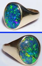 Load image into Gallery viewer, Vintage 1960's LARGE BLUE GREEN Opal 10k Solid Yellow Gold Men's Ring&nbsp;