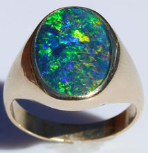 Load image into Gallery viewer, Vintage 1960's LARGE BLUE GREEN Opal 10k Solid Yellow Gold Men's Ring&nbsp;