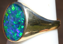 Load image into Gallery viewer, Vintage 1960's LARGE BLUE GREEN Opal 10k Solid Yellow Gold Men's Ring&nbsp;