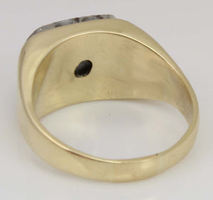 Vintage 1940's VERY RARE Natural Silver in Quartz 10k Solid Yellow Gold Men's Ring