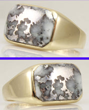 Load image into Gallery viewer, Vintage 1940&#39;s VERY RARE Natural Silver in Quartz 10k Solid Yellow Gold Men&#39;s Ring