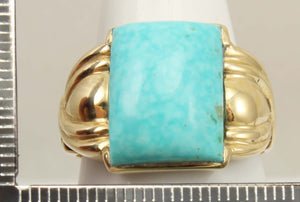 Antique 1920's Art Deco RARE Kingman Birdseye Water Web Natural Turquoise 10k Solid Gold Men's Ring