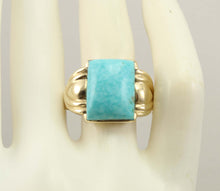 Load image into Gallery viewer, Antique 1920&#39;s Art Deco RARE Kingman Birdseye Water Web Natural Turquoise 10k Solid Gold Men&#39;s Ring