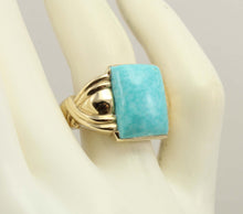 Load image into Gallery viewer, Antique 1920&#39;s Art Deco RARE Kingman Birdseye Water Web Natural Turquoise 10k Solid Gold Men&#39;s Ring