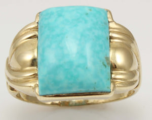 Antique 1920's Art Deco RARE Kingman Birdseye Water Web Natural Turquoise 10k Solid Gold Men's Ring