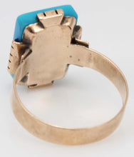 Load image into Gallery viewer, Antique Victorian RARE Natural Persian Turquoise Engraved 14k Solid Rose Gold Ladies Cocktail Ring