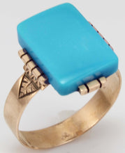 Load image into Gallery viewer, Antique Victorian RARE Natural Persian Turquoise Engraved 14k Solid Rose Gold Ladies Cocktail Ring