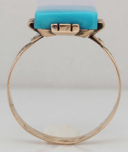 Load image into Gallery viewer, Antique Victorian RARE Natural Persian Turquoise Engraved 14k Solid Rose Gold Ladies Cocktail Ring