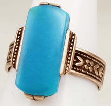 Load image into Gallery viewer, Antique c1890 Victorian RARE Natural Persian Turquoise 14k Solid Rose Gold Ladies Cocktail Ring