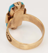 Load image into Gallery viewer, Antique c1890 Victorian RARE Natural Persian Turquoise 14k Solid Rose Gold Ladies Cocktail Ring