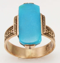 Load image into Gallery viewer, Antique c1890 Victorian RARE Natural Persian Turquoise 14k Solid Rose Gold Ladies Cocktail Ring