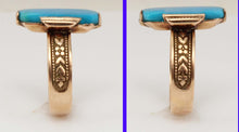 Load image into Gallery viewer, Antique c1890 Victorian RARE Natural Persian Turquoise 14k Solid Rose Gold Ladies Cocktail Ring