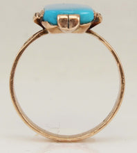 Load image into Gallery viewer, Antique c1890 Victorian RARE Natural Persian Turquoise 14k Solid Rose Gold Ladies Cocktail Ring