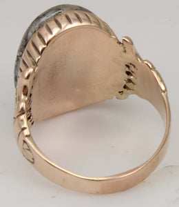 Antique Victorian LARGE RARE Natural Silver Ore in Quartz Milgrained 14k Solid Rose Gold Men's Ring