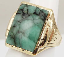 Load image into Gallery viewer, Antique 1920&#39;s Art Deco Ostby &amp; Barton UNUSUAL Natural Emerald in Matrix 10k Solid Gold Men&#39;s Ring