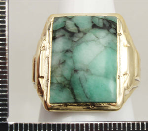 Antique 1920's Art Deco Ostby & Barton UNUSUAL Natural Emerald in Matrix 10k Solid Gold Men's Ring