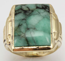 Load image into Gallery viewer, Antique 1920&#39;s Art Deco Ostby &amp; Barton UNUSUAL Natural Emerald in Matrix 10k Solid Gold Men&#39;s Ring