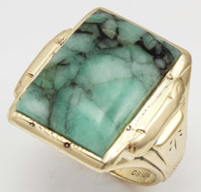 Load image into Gallery viewer, Antique 1920&#39;s Art Deco Ostby &amp; Barton UNUSUAL Natural Emerald in Matrix 10k Solid Gold Men&#39;s Ring