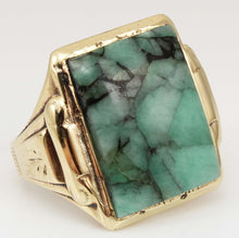 Load image into Gallery viewer, Antique 1920&#39;s Art Deco Ostby &amp; Barton UNUSUAL Natural Emerald in Matrix 10k Solid Gold Men&#39;s Ring