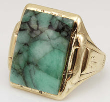 Load image into Gallery viewer, Antique 1920&#39;s Art Deco Ostby &amp; Barton UNUSUAL Natural Emerald in Matrix 10k Solid Gold Men&#39;s Ring