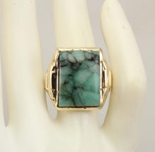 Load image into Gallery viewer, Antique 1920&#39;s Art Deco Ostby &amp; Barton UNUSUAL Natural Emerald in Matrix 10k Solid Gold Men&#39;s Ring