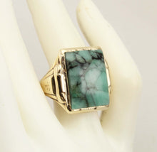 Load image into Gallery viewer, Antique 1920&#39;s Art Deco Ostby &amp; Barton UNUSUAL Natural Emerald in Matrix 10k Solid Gold Men&#39;s Ring