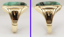 Load image into Gallery viewer, Antique 1920&#39;s Art Deco Ostby &amp; Barton UNUSUAL Natural Emerald in Matrix 10k Solid Gold Men&#39;s Ring