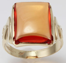 Load image into Gallery viewer, Antique 1920&#39;s Art Deco LARGE 12ct Orange Sapphire Handwrought 10k Solid Yellow Gold Men&#39;s Ring