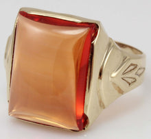 Load image into Gallery viewer, Antique 1920&#39;s Art Deco LARGE 12ct Orange Sapphire Handwrought 10k Solid Yellow Gold Men&#39;s Ring