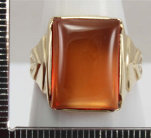 Load image into Gallery viewer, Antique 1920&#39;s Art Deco LARGE 12ct Orange Sapphire Handwrought 10k Solid Yellow Gold Men&#39;s Ring