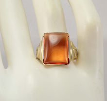 Load image into Gallery viewer, Antique 1920&#39;s Art Deco LARGE 12ct Orange Sapphire Handwrought 10k Solid Yellow Gold Men&#39;s Ring