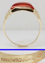 Load image into Gallery viewer, Antique 1920&#39;s Art Deco LARGE 12ct Orange Sapphire Handwrought 10k Solid Yellow Gold Men&#39;s Ring