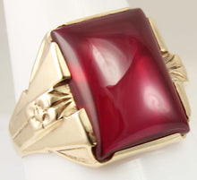 Load image into Gallery viewer, Antique 1920&#39;s Art Deco LARGE 12ct Ruby Handwrought Hand Milgrained 10k Solid Gold Men&#39;s Ring