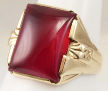 Load image into Gallery viewer, Antique 1920&#39;s Art Deco LARGE 12ct Ruby Handwrought Hand Milgrained 10k Solid Gold Men&#39;s Ring