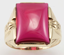 Load image into Gallery viewer, Antique 1920&#39;s Art Deco LARGE 12ct Ruby Handwrought Hand Milgrained 10k Solid Gold Men&#39;s Ring