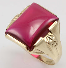 Load image into Gallery viewer, Antique 1920&#39;s Art Deco LARGE 12ct Ruby Handwrought Hand Milgrained 10k Solid Gold Men&#39;s Ring